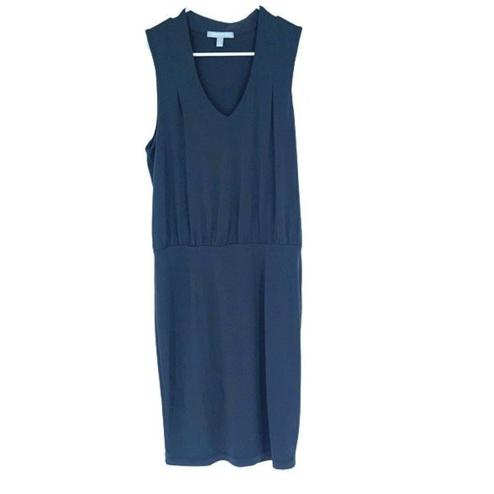 Banana Republic Womens V-Neck Blouson Sleeveless Pencil Knit Dress Green Blue Si